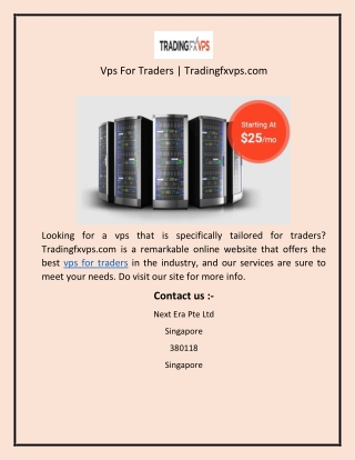 Vps For Traders | Tradingfxvps.com