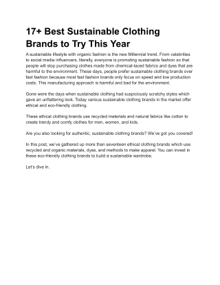 17  Best Sustainable Clothing Brands to Try This Year