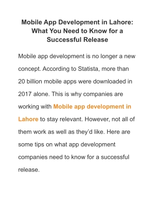 Mobile App Development in Lahore_ What You Need to Know for a Successful Release