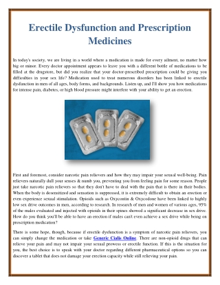 Erectile Dysfunction and Prescription Medicines