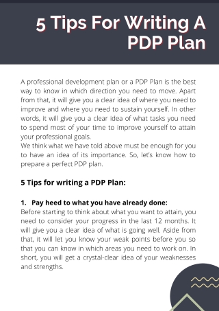 5 Tips For Writing A PDP Plan