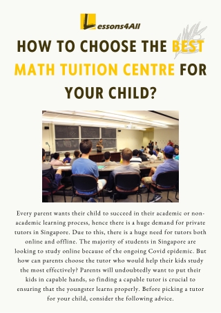 How To Choose The Best Math Tuition Centre For Your Child