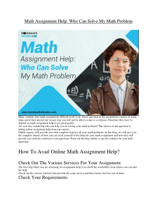 Math Assignment Help: Who Can Solve My Math Problem