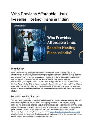 Who Provides Affordable Linux Reseller Hosting Plans in India