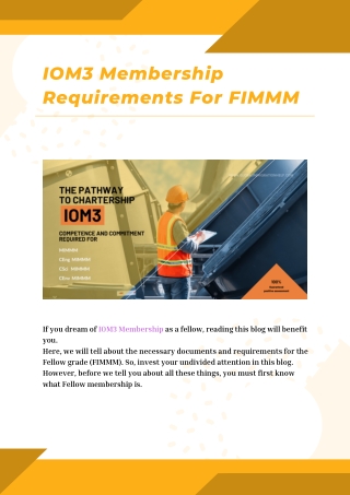 IOM3 Membership Requirements For FIMMM