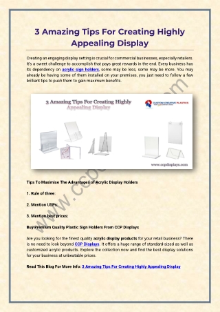 3 Amazing Tips For Creating Highly Appealing Display