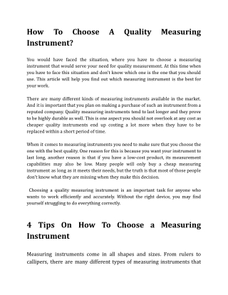 How To Choose A Quality Measuring Instrument_