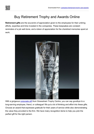 Buy Retirement Trophy and Awards Online