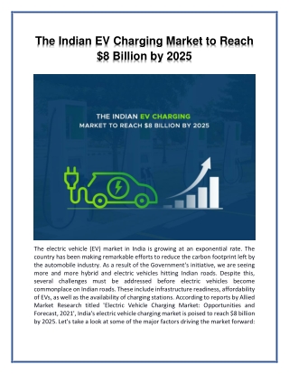 The Indian EV Charging Market to Reach $8 Billion by 2025