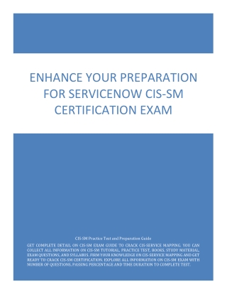 Enhance Your Preparation for ServiceNow CIS-SM Certification Exam