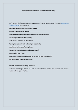 The Ultimate Guide to Automation Testing