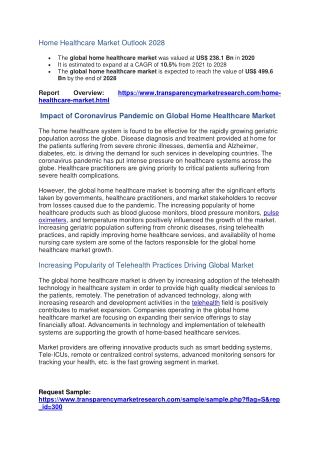 Home Healthcare Market Outlook 2028