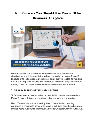 Top Reasons You Should Use Power BI for Business Analytics