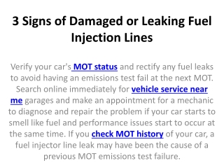 3 Signs of Damaged or Leaking Fuel Injection Lines