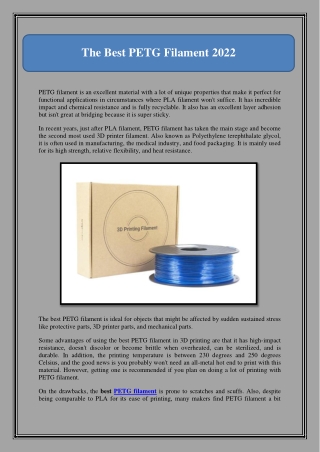 The Best PETG Filament 2022