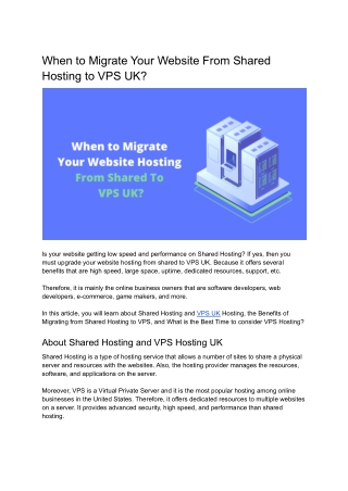 When to Migrate Your Website From Shared Hosting to VPS UK