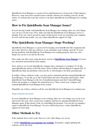 How to Fix QuickBooks Scan Manager Not Working?