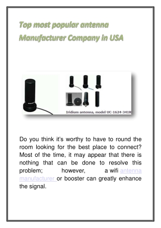 Top most popular antenna manufacturer company in USA