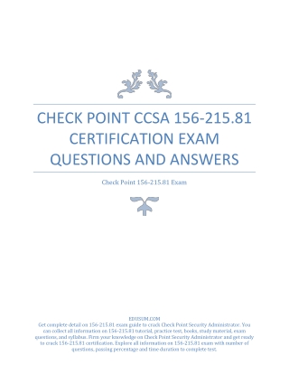 Check Point CCSA 156-215.81 Certification Exam Questions and Answers