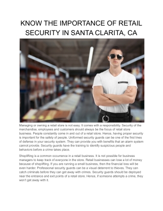 KNOW THE IMPORTANCE OF RETAIL SECURITY IN SANTA CLARITA, CA