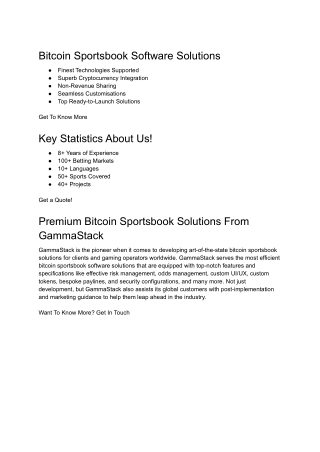 Bitcoin sportsbook Software Solutions