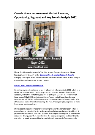 Canada Home Improvement Market Research Report 2022