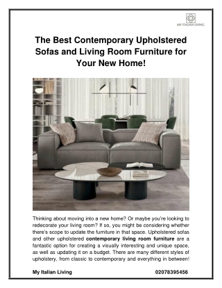 The Best Contemporary Upholstered Sofas and Living Room Furniture for Your New Home!