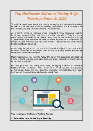 Top Healthcare Software Testing & QA Trends to Know In 2022