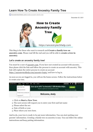 Learn How To Create Ancestry Family Tree