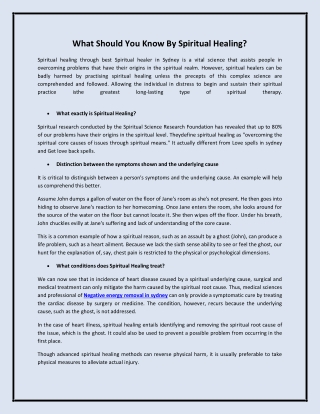What Should You Know By Spiritual Healing