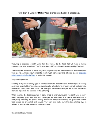 How Can a Caterer Make Your Corporate Event a Success_