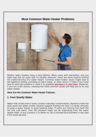 Most Common Water Heater Problems