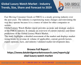 Luxury Watch Market Analysis Growth and Forecast 2022-2030
