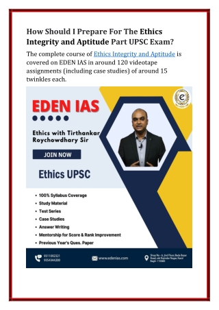 How Should I Prepare For The Ethics Integrity and Aptitude Part UPSC Exam?