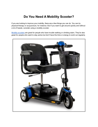 Do You Need A Mobility Scooter?