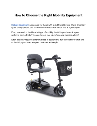 How To Choose The Right Mobility Equipment