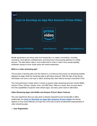 Cost to Develop an App like Amazon Prime Video
