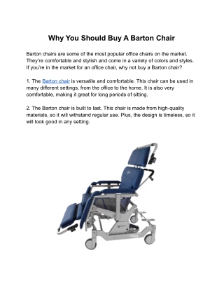 Why You Should Buy A Barton Chair