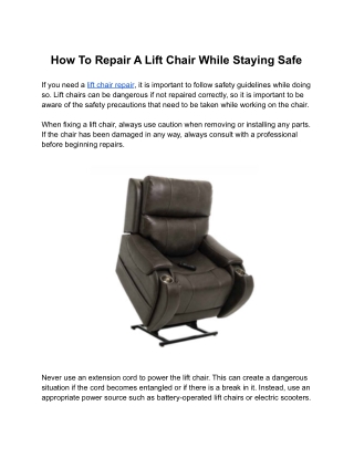 How To Repair A Lift Chair While Staying Safe