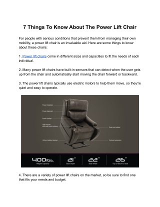 7 Things To Know About The Power Lift Chair