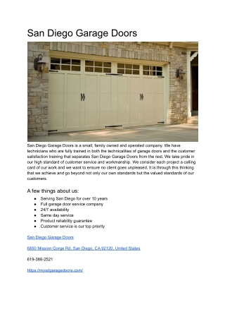 San Diego Garage Doors