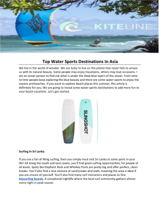 Top Water Sports Destinations In Asia