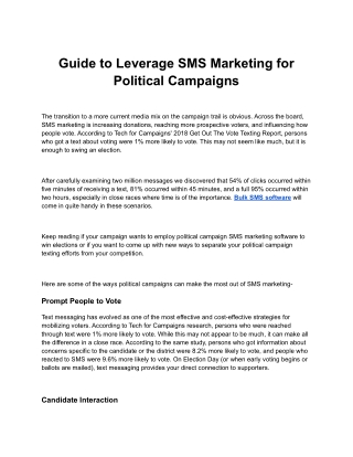 Guide to Leverage SMS Marketing for Political Campaigns