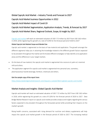 Caprylic Acid Market Impact of Covid-19