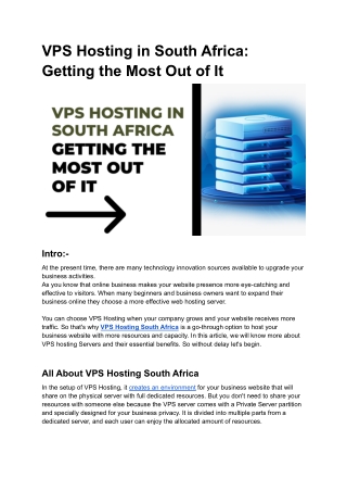 VPS Hosting in South Africa_ Getting the Most Out of It