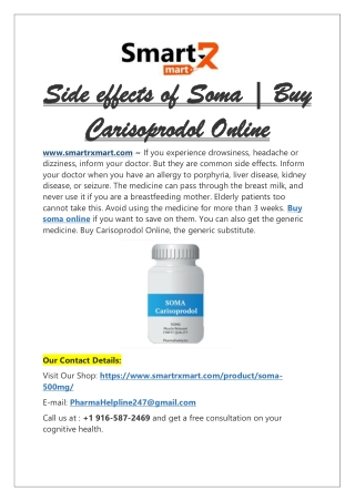 Buy Soma 500mg Tablet without prescription and fast Cash on Delivery Overnight