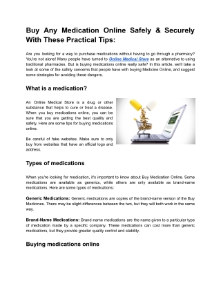 Buy Any Medication Online Safely & Securely With These Practical Tips_