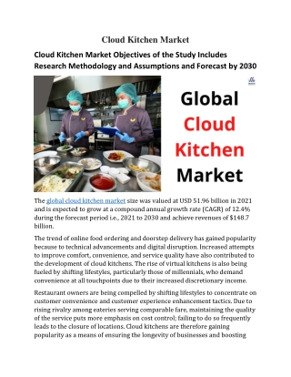 Cloud Kitchen Market Key Drivers & On-Going Trends 2022 to 2030