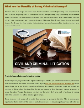What are the Benefits of hiring Criminal Attorneys