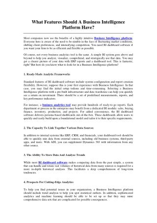 What Features Should A Business Intelligence Platform Have